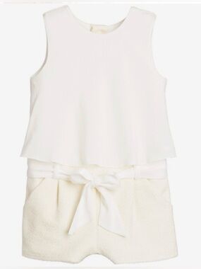 Chloe Girls Tweed Playsuit/Romper, Ivory, 5Y